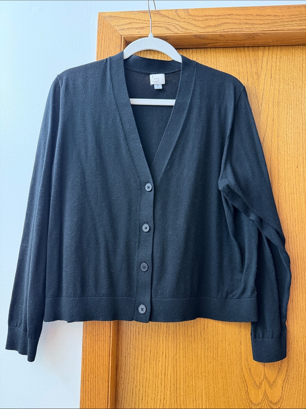 a new day Black V-Neck Button Front Cardigan